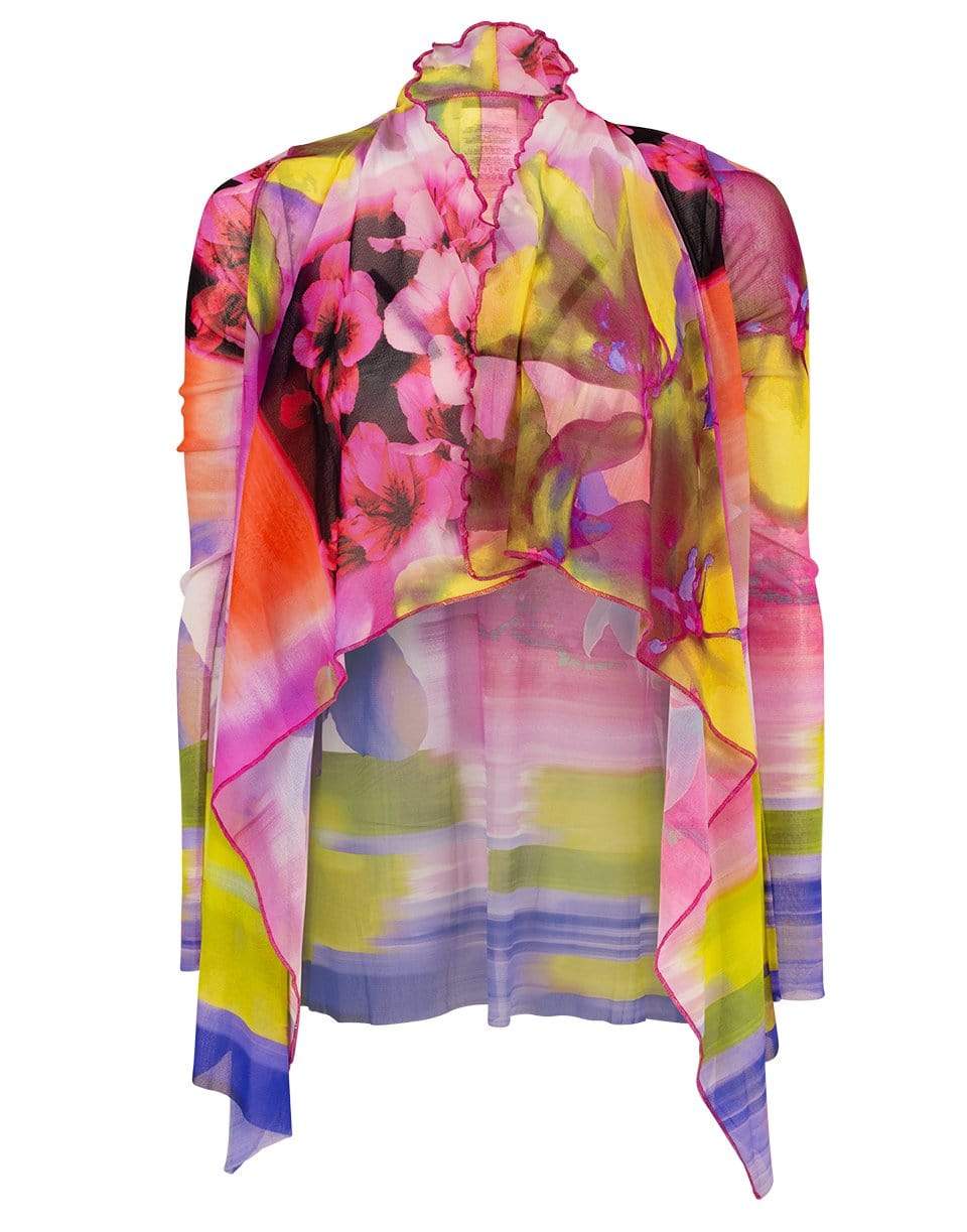 FUZZI-Printed Drape Front Cardigan-
