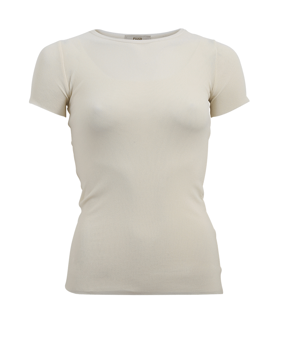 FUZZI-Sheer Neck Top-