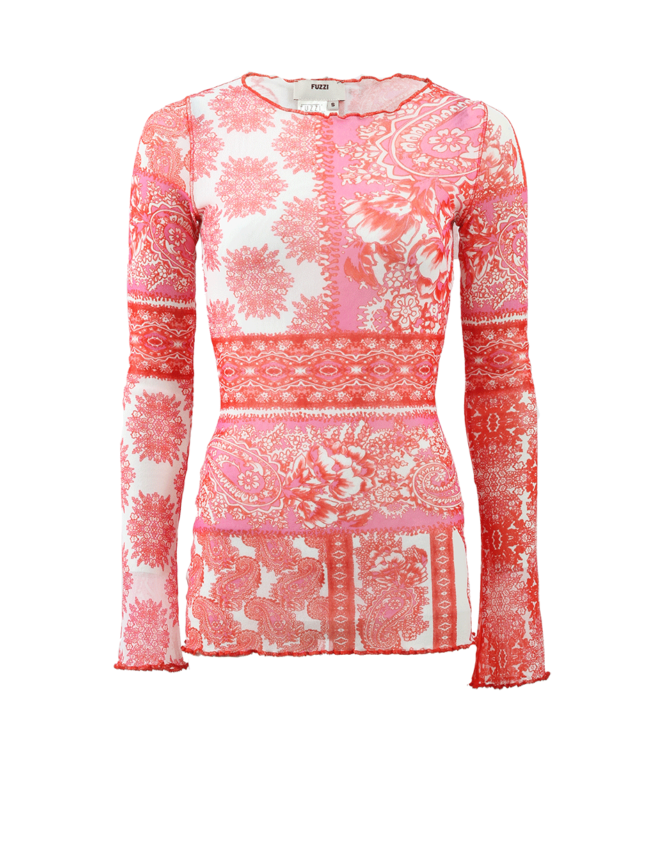 FUZZI-Scarf Print Long Sleeve Shirt-