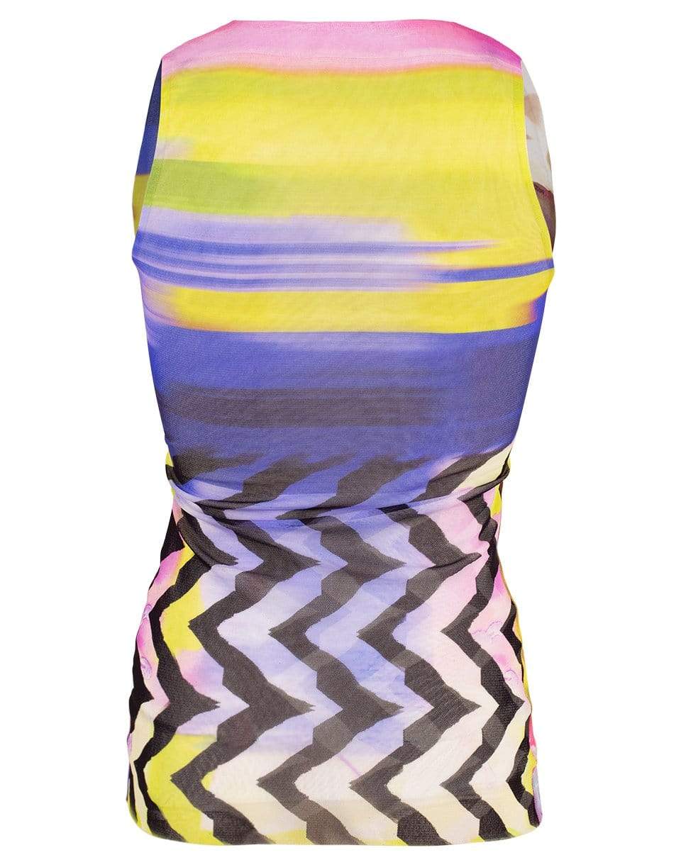 FUZZI-Printed V-Neck Sleeveless Top-