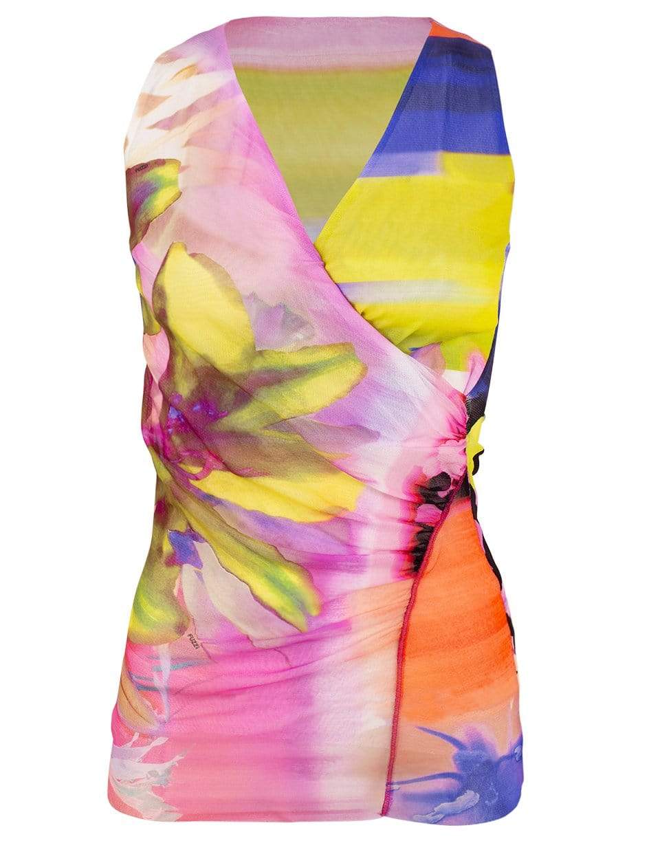 FUZZI-Printed V-Neck Sleeveless Top-