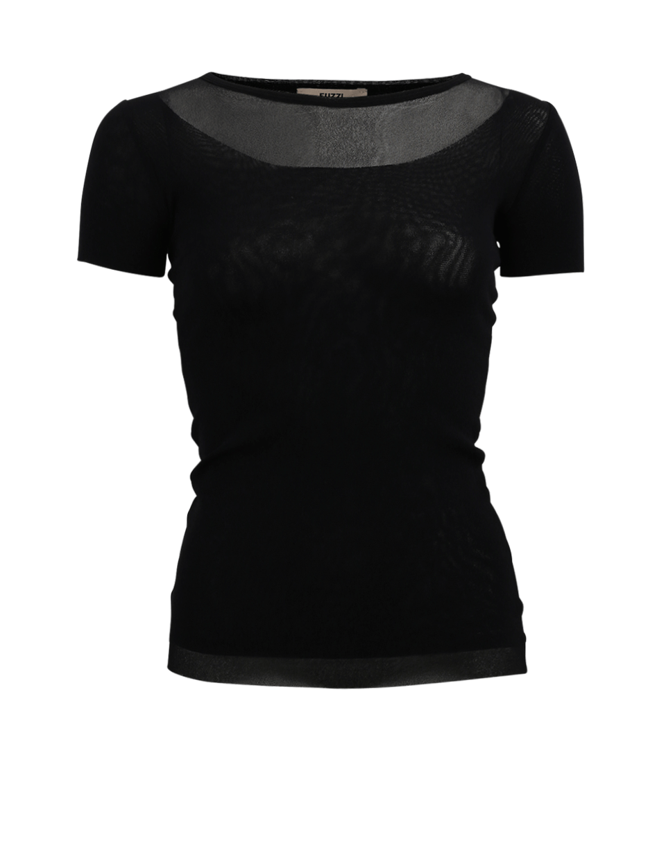 FUZZI-Sheer Neck Top-