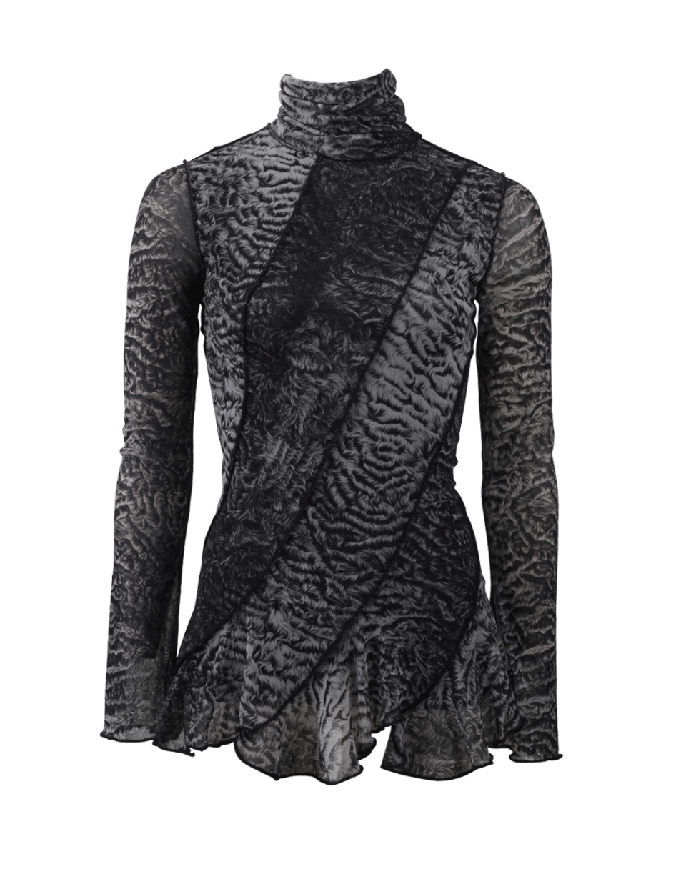 FUZZI-Tulle Turtleneck-