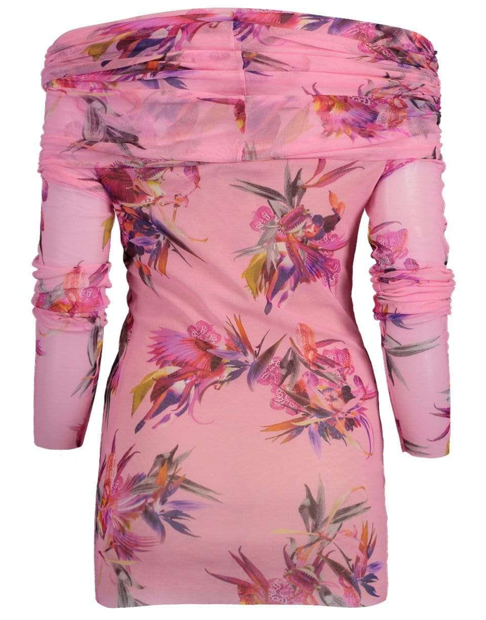 FUZZI-Long Sleeve Off Shoulder Print Top-