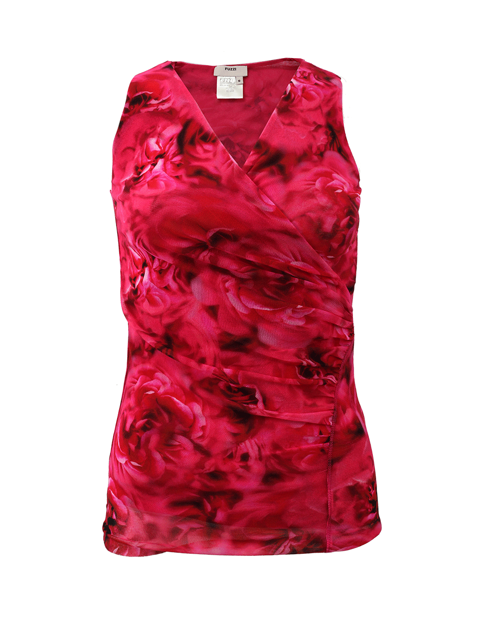 FUZZI-Crossover Rose Print Top-