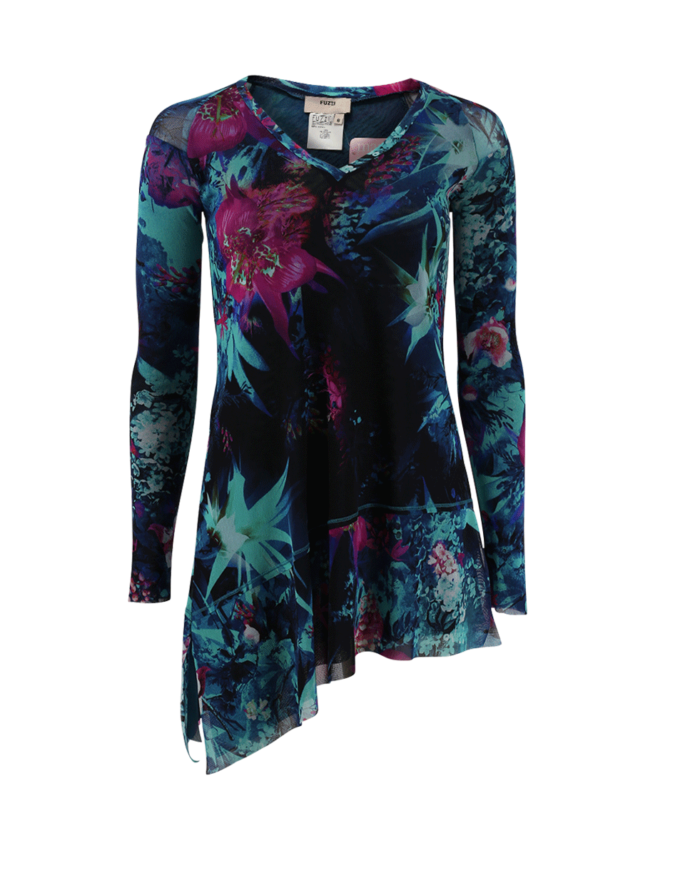 FUZZI-Floral Asymmetrical Top-