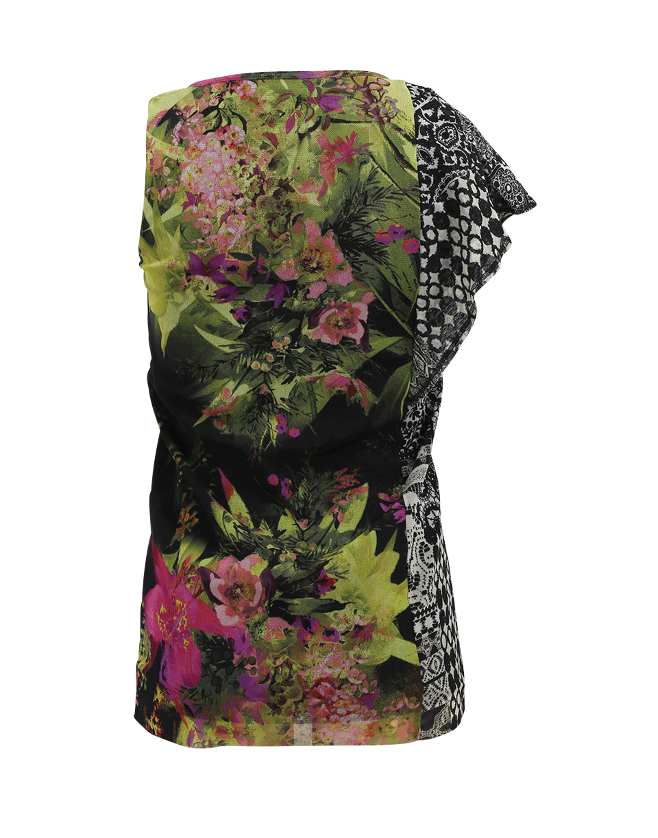 FUZZI-Mixed Print Ruffle Top-
