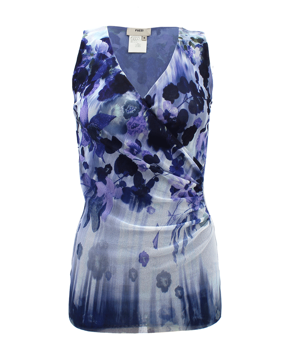 FUZZI-Sleeveless V-Neck Floral Print Tank-