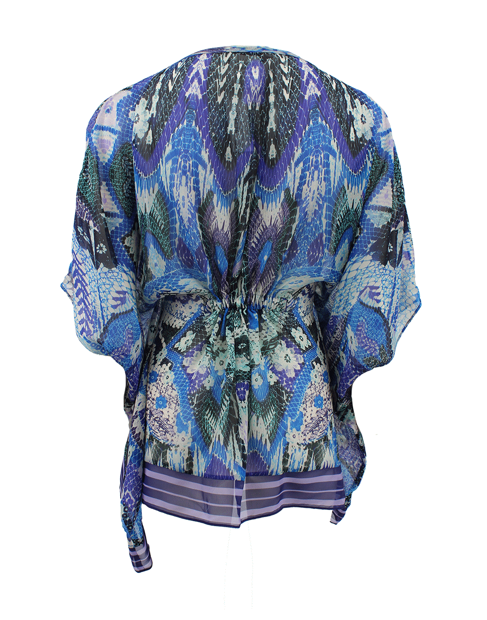 FUZZI-V-Neck Cinch Waist Printed Caftan-