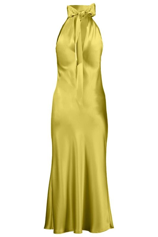 GALVAN LONDON-Cropped Sienna Dress - Chartreuse-