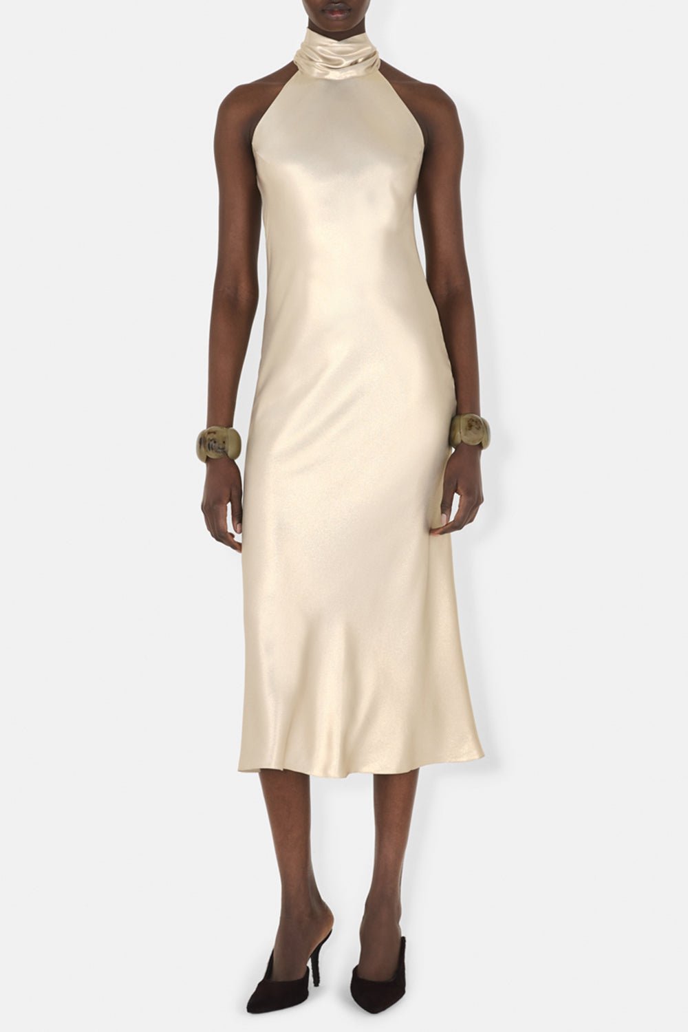 GALVAN LONDON-Cropped Sienna Dress - Champagne-