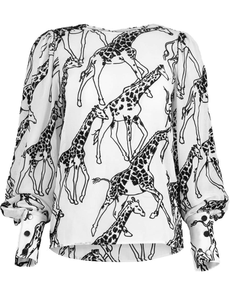 GALVAN LONDON-Black and White Giraffe Blouse-
