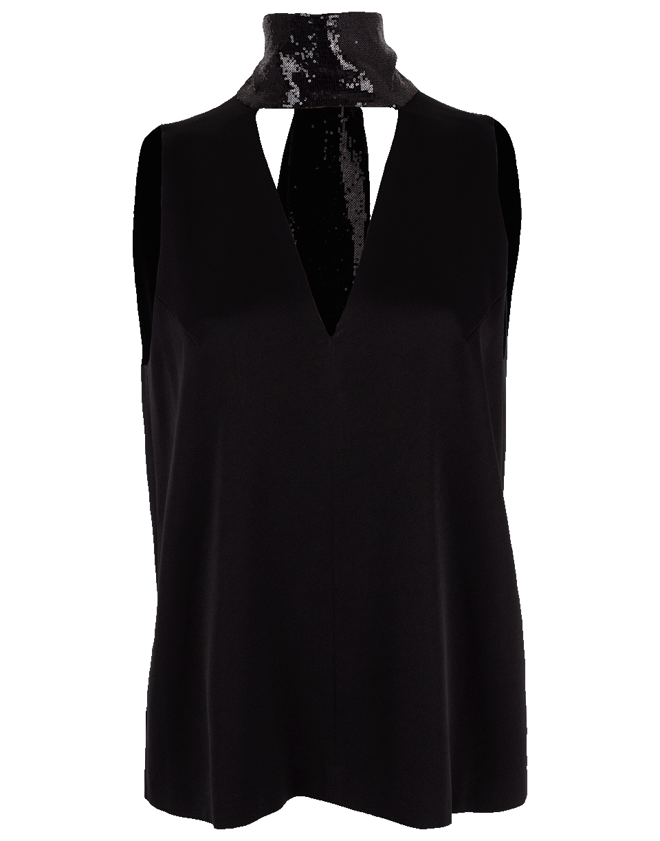 GALVAN LONDON-Sash Neck Sequin Cortado Top-