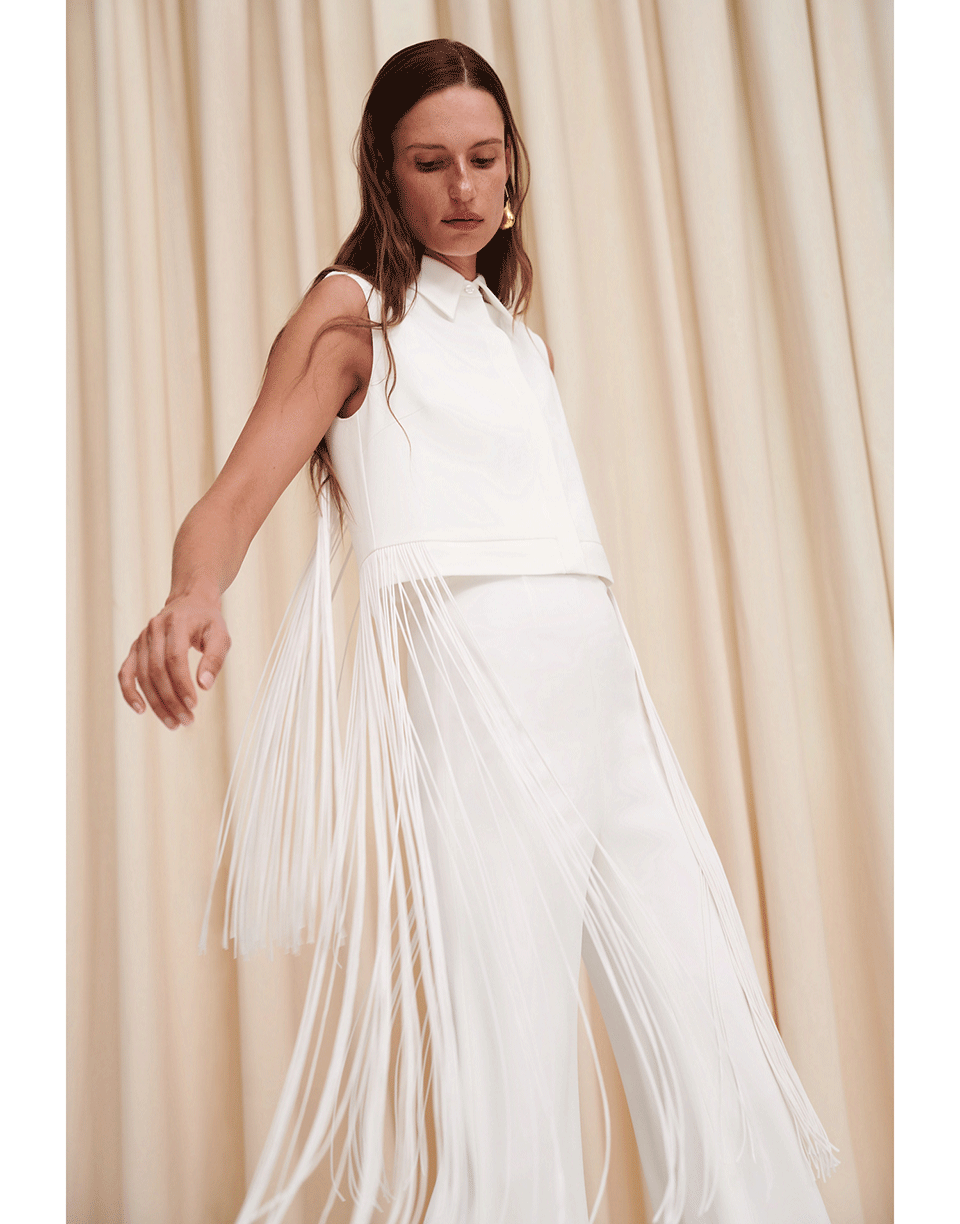 GALVAN LONDON-Sleeveless Elio Fringe Top-