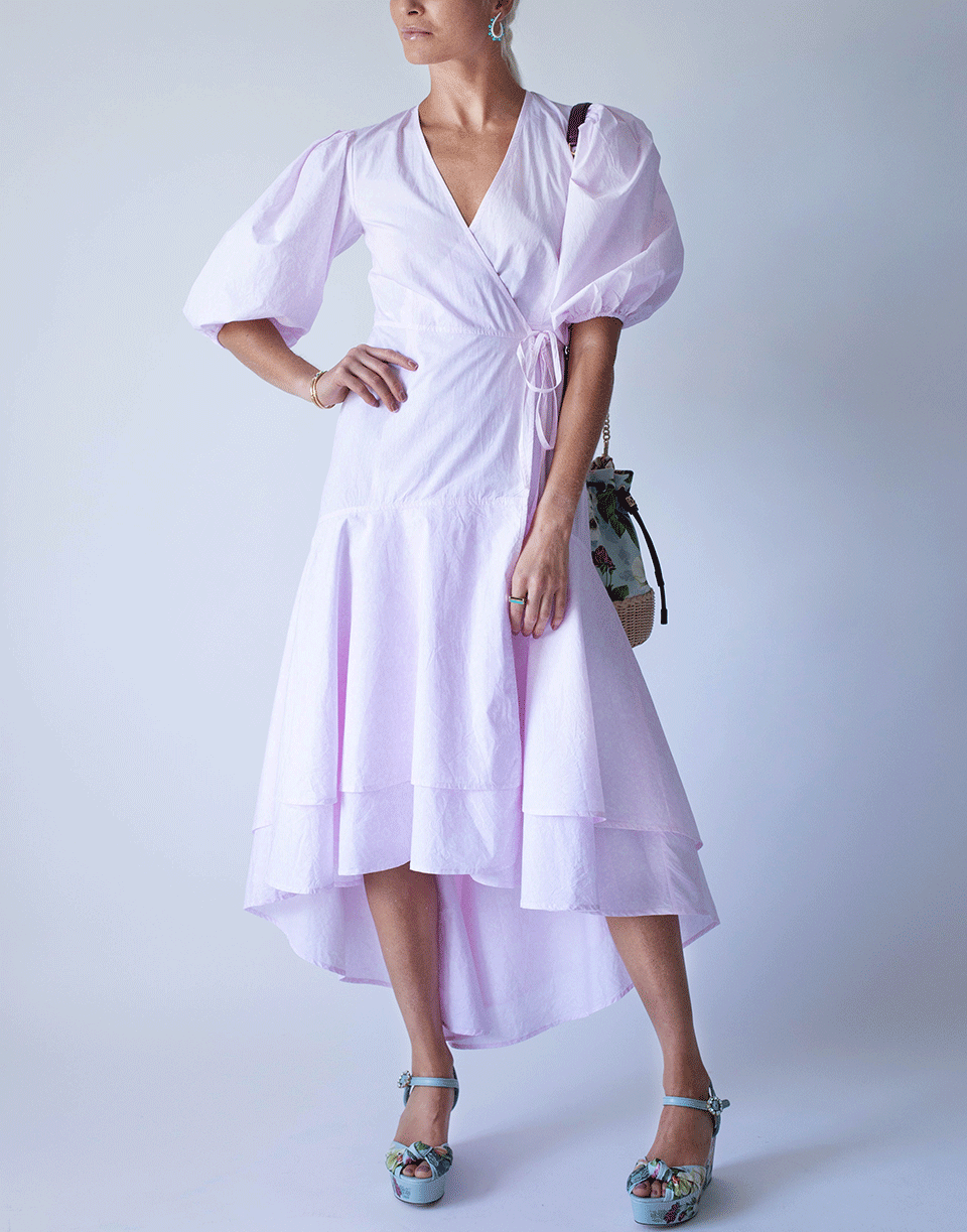 GANNI-Cherry Blossom Print Cotton Poplin Dress-