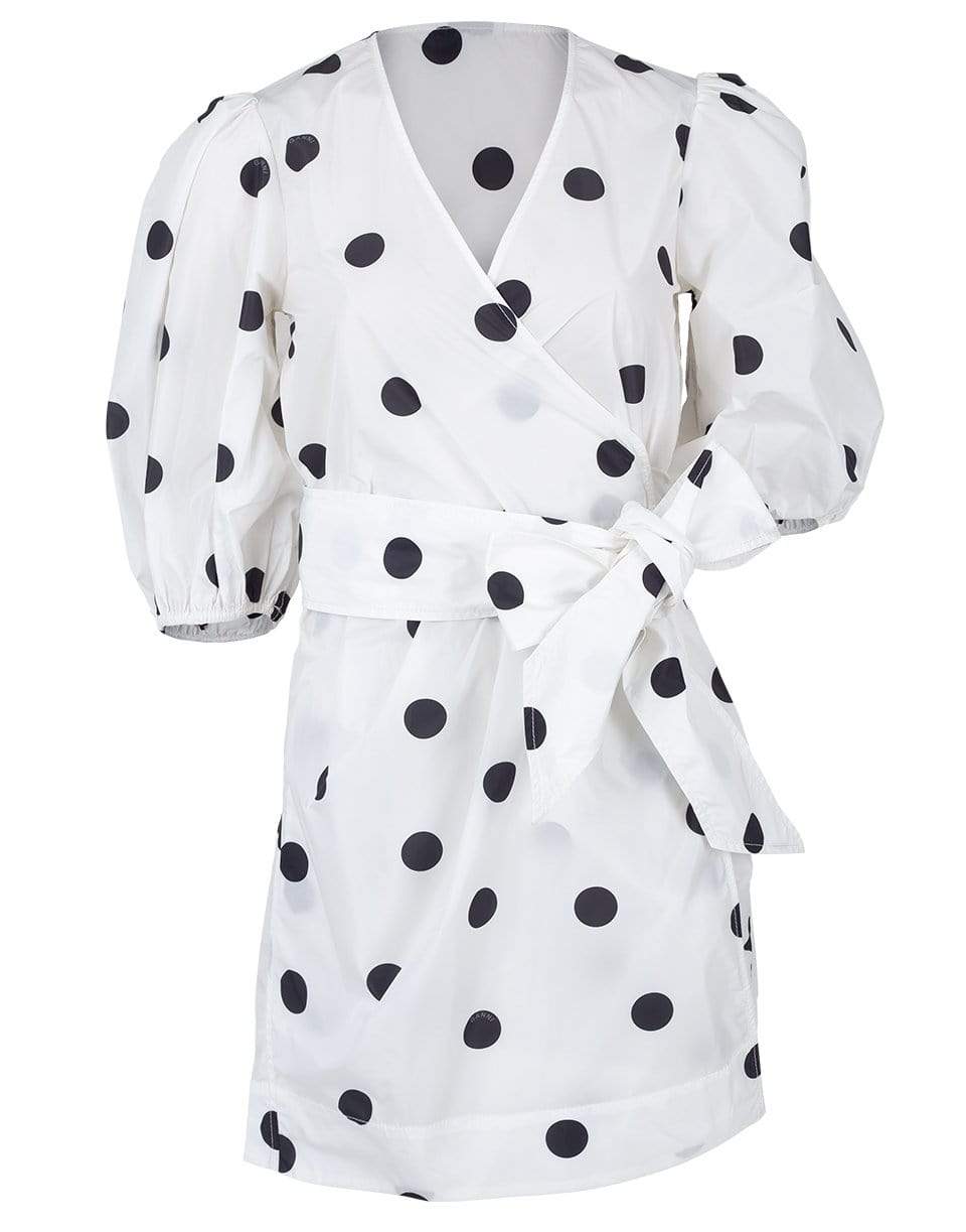GANNI-Egret Polka Dot Wrap Dress-