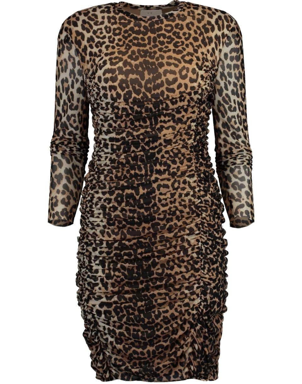 GANNI-Leopard Print Ruched Dress-