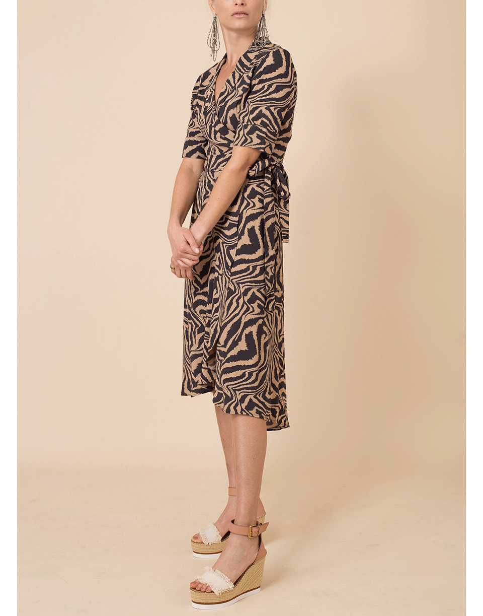 GANNI-Printed Crepe Wrap Dress-