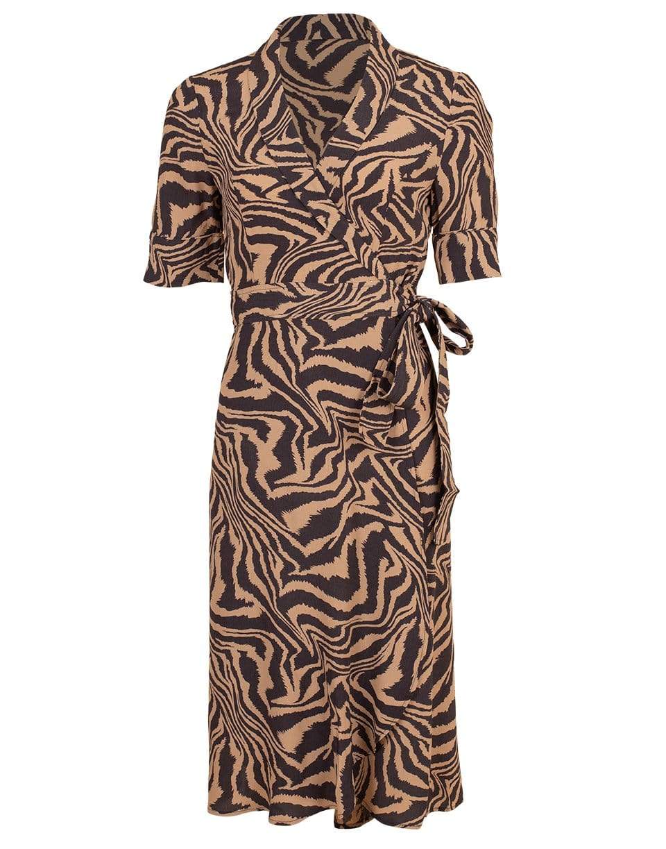 GANNI-Printed Crepe Wrap Dress-