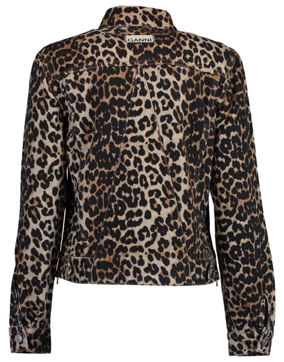 GANNI-Leopard Print Denim Jacket-