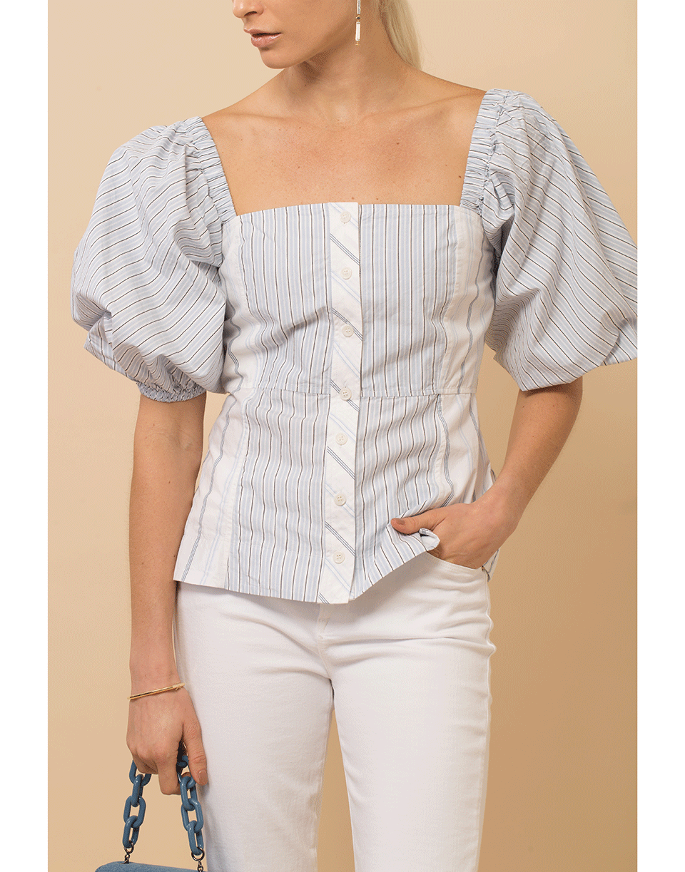 GANNI-Cotton Square Neck Top-
