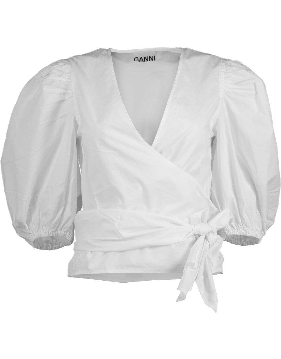 GANNI-Cotton Poplin Wrap Top-
