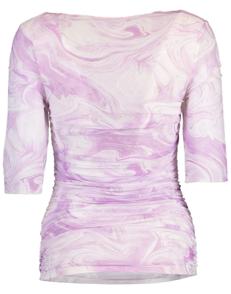 GANNI-Printed Mesh Blouse-