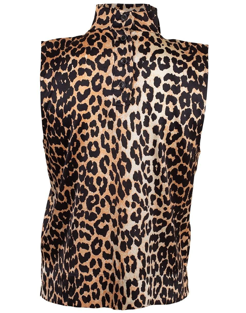 GANNI-High Neck Leopard Top-