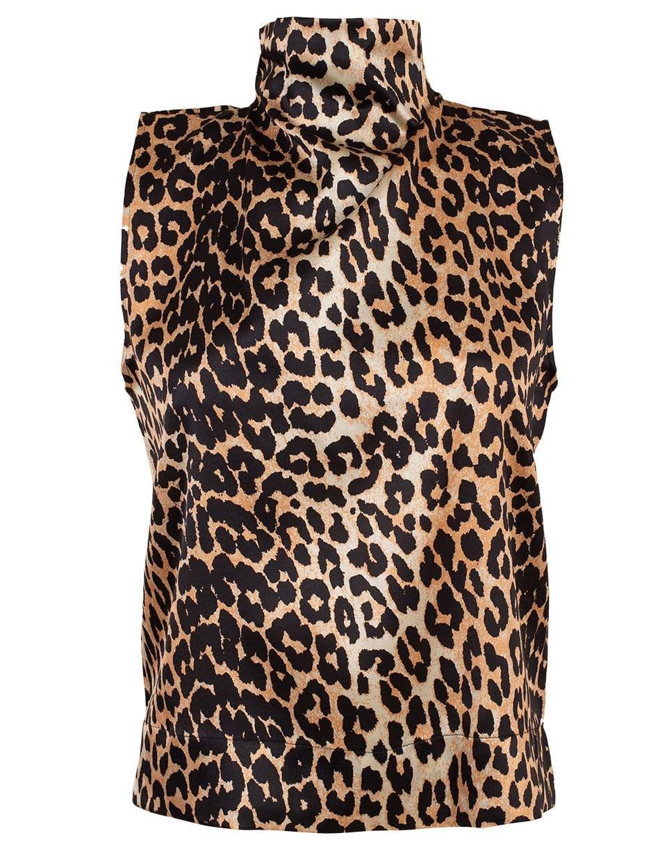 GANNI-High Neck Leopard Top-