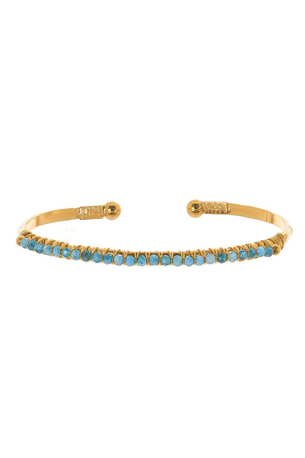 Small Lyre Bangle Bracelet - Blue Apatite-BLUE-JEWELRYBOUTIQUEBRACELET O-GAS BIJOUX