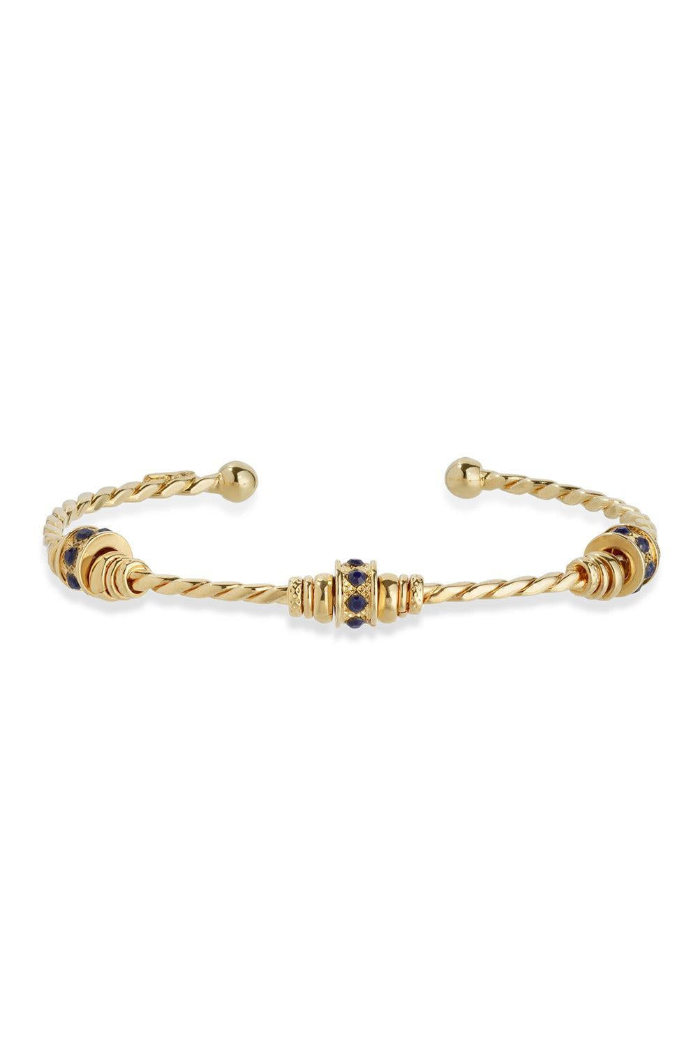 Navy Small Torsade Strass Bangle Bracelet-NAVY-JEWELRYBOUTIQUEBRACELET O-GAS BIJOUX