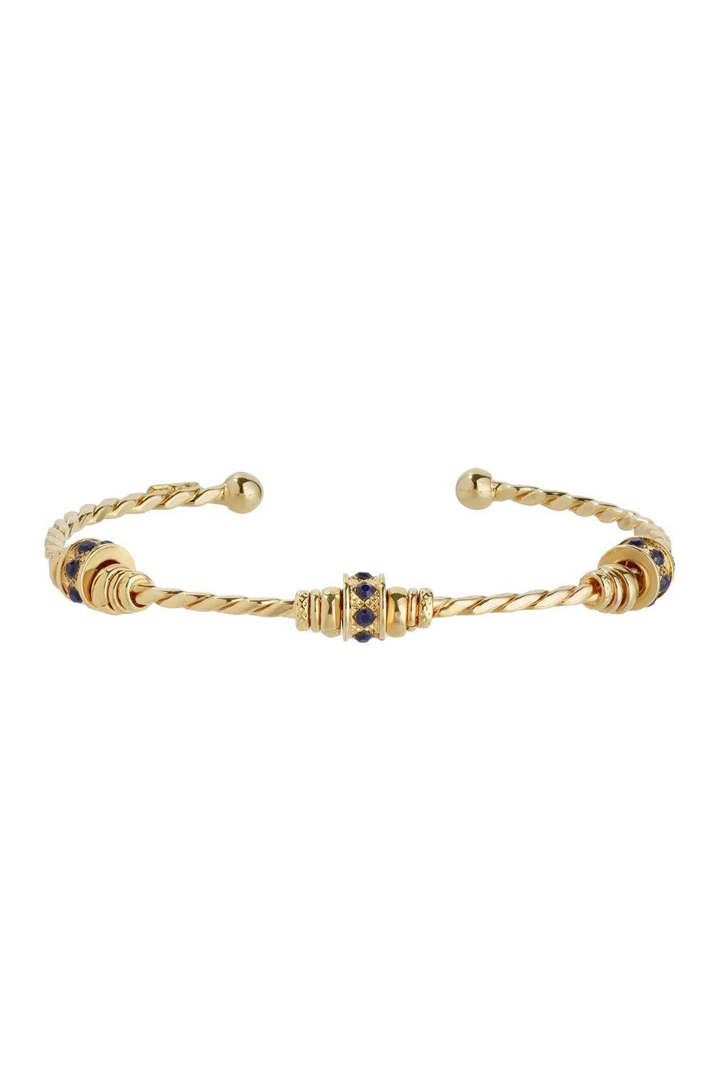 Navy Small Torsade Strass Bangle Bracelet-NAVY-JEWELRYBOUTIQUEBRACELET O-GAS BIJOUX
