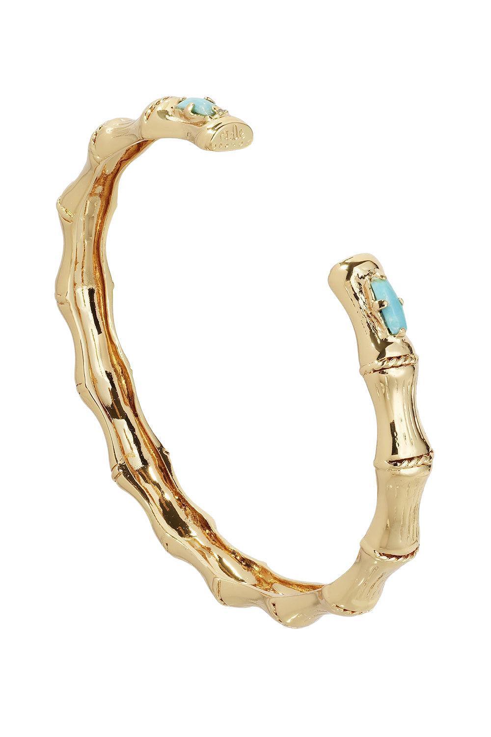 Turquoise Bambou Jonc Strass Bracelet-TURQUOIS-JEWELRYBOUTIQUEBRACELET O-GAS BIJOUX