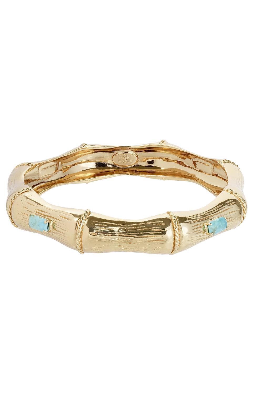 Turquoise Bambou Strass Bracelet-YELLOW-JEWELRYBOUTIQUEBRACELET O-GAS BIJOUX