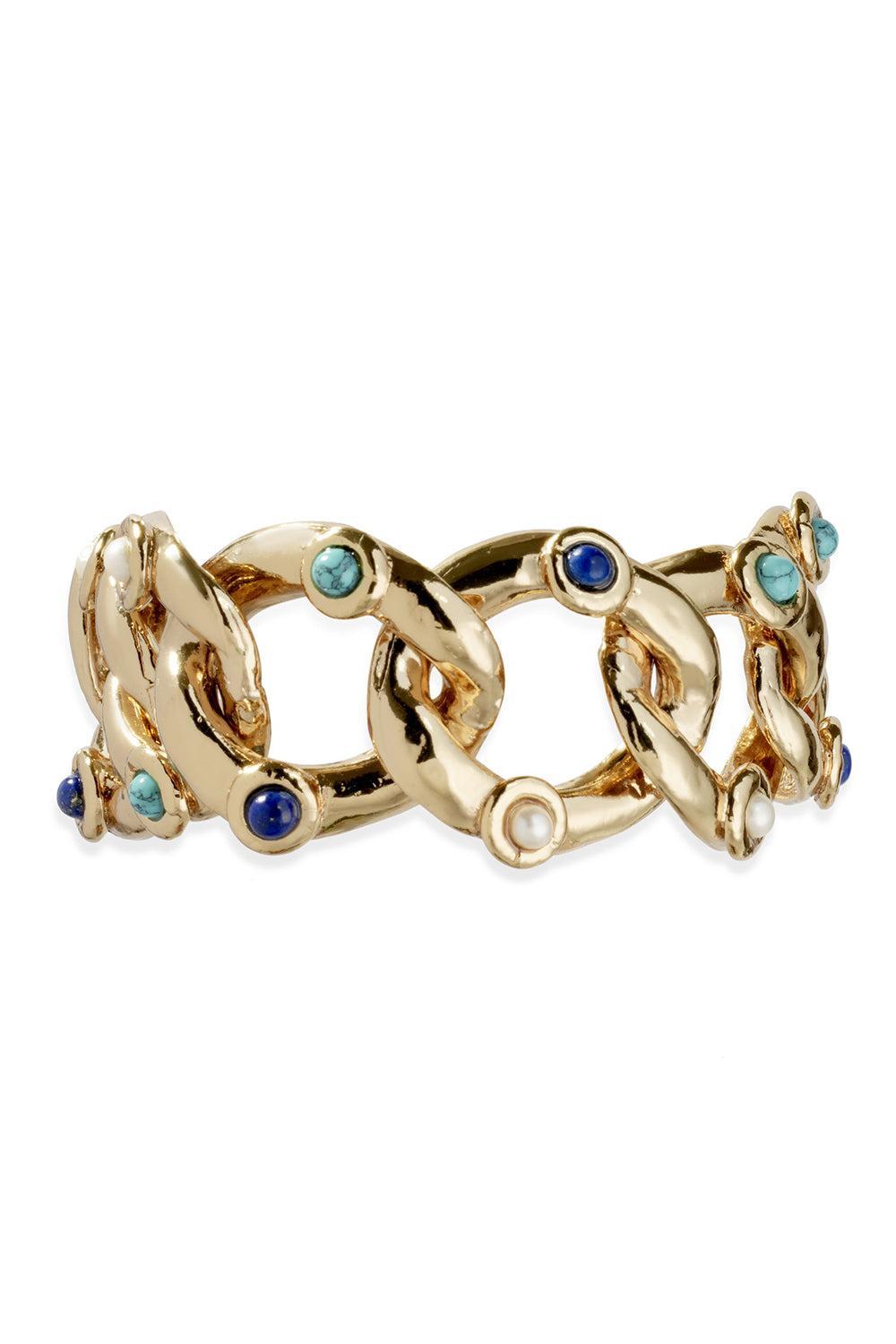 Turquoise Lapis Pearl Mitsi Bracelet-YELLOW-JEWELRYBOUTIQUEBRACELET O-GAS BIJOUX