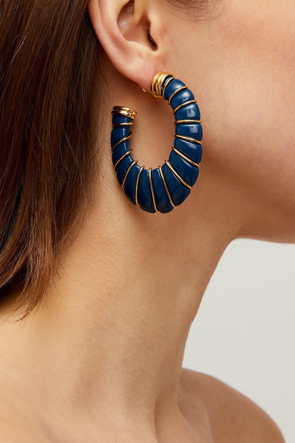 Navy Large Cyclade Earrings-NAVY-JEWELRYBOUTIQUEEARRING-GAS BIJOUX