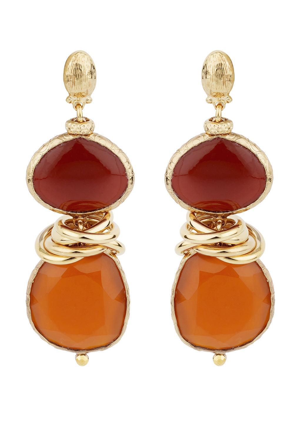 Red Brown Direna Drop Earrings-RED-JEWELRYBOUTIQUEEARRING-GAS BIJOUX