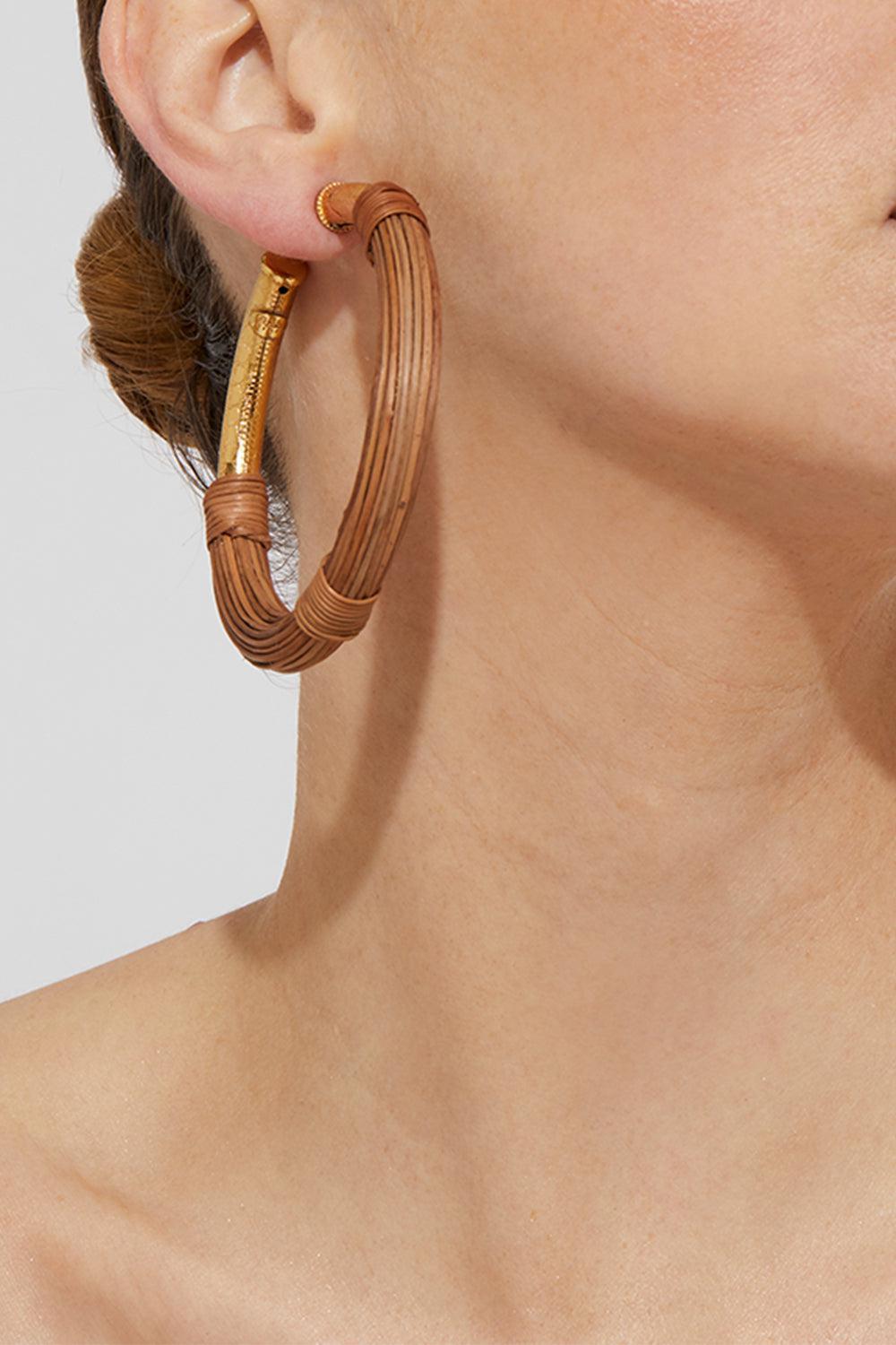  Maoro Hoop Earrings-TAN-JEWELRYBOUTIQUEEARRING-GAS BIJOUX 