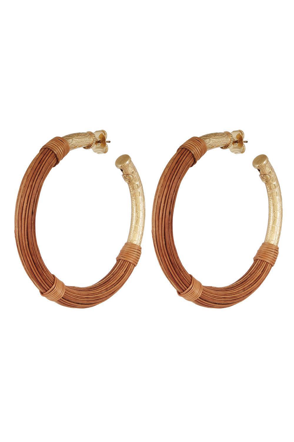 Maoro Hoop Earrings-TAN-JEWELRYBOUTIQUEEARRING-GAS BIJOUX