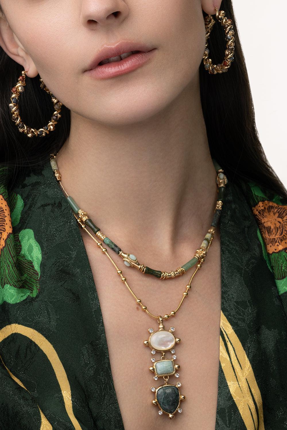 Tiki Necklace-BLUE-JEWELRYBOUTIQUENECKLACE O-GAS BIJOUX