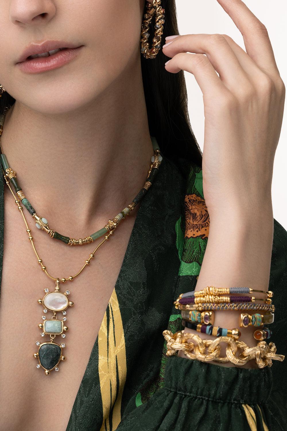 Kali Necklace-GREEN-JEWELRYBOUTIQUENECKLACE O-GAS BIJOUX
