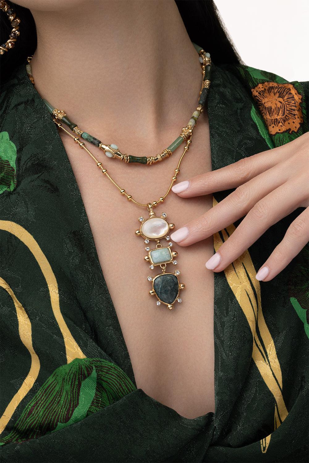 Kali Necklace-GREEN-JEWELRYBOUTIQUENECKLACE O-GAS BIJOUX