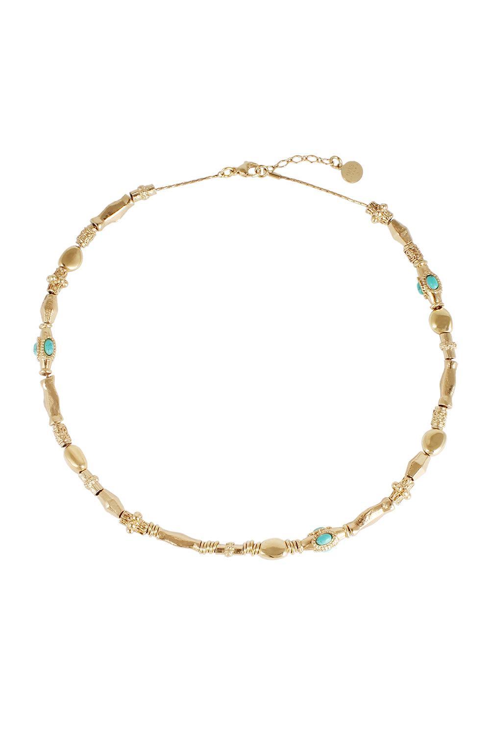Turquoise Beaded Kali Necklace-TURQ/YLW-JEWELRYBOUTIQUENECKLACE O-GAS BIJOUX