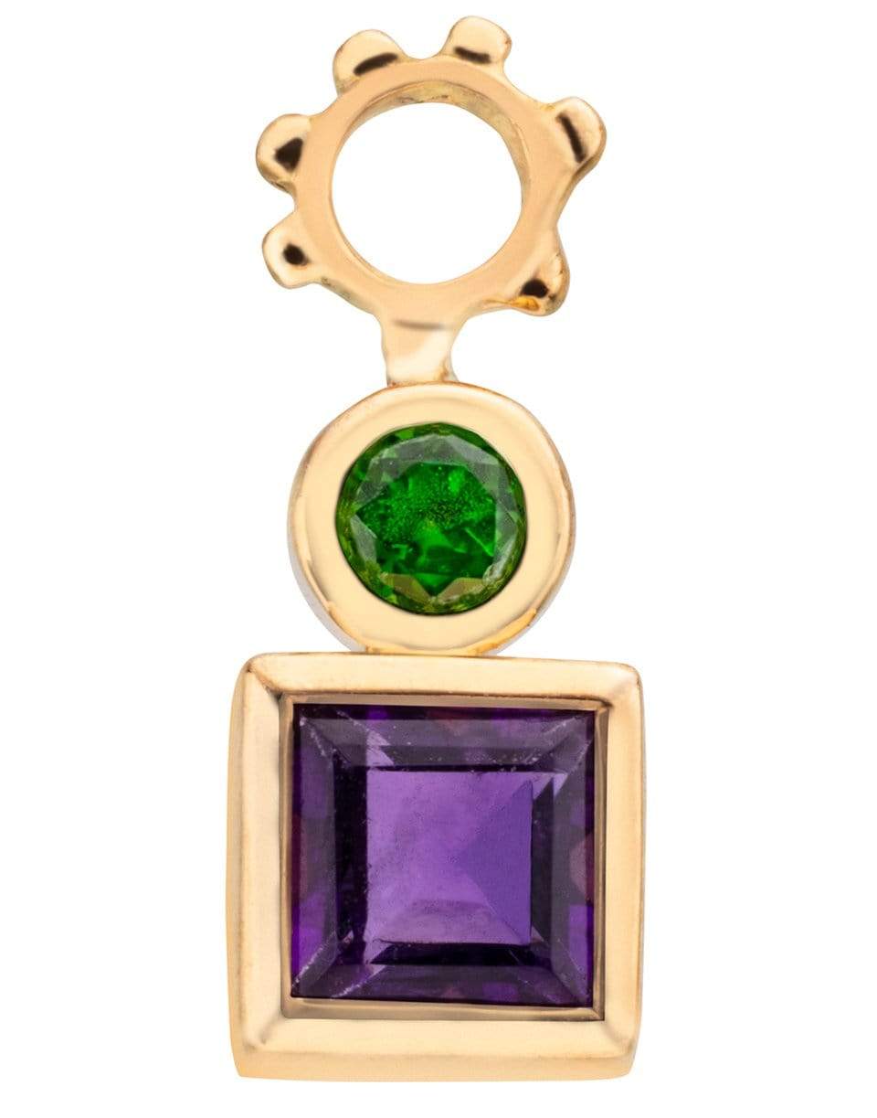GAYA-Amethyst and Diopside Charm-YELLOW GOLD