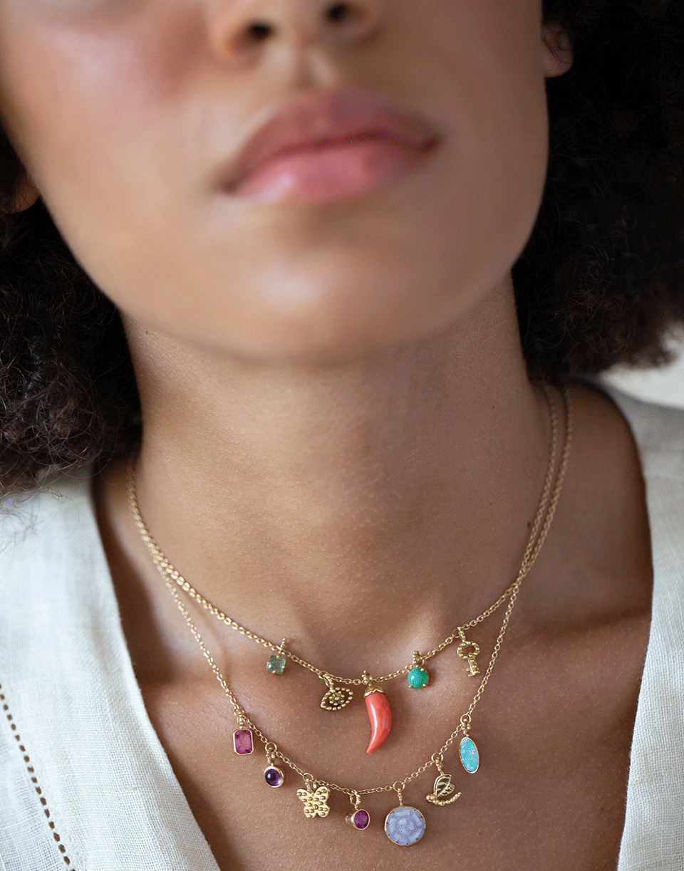 GAYA-Key and Eye Charm Necklace-YELLOW GOLD