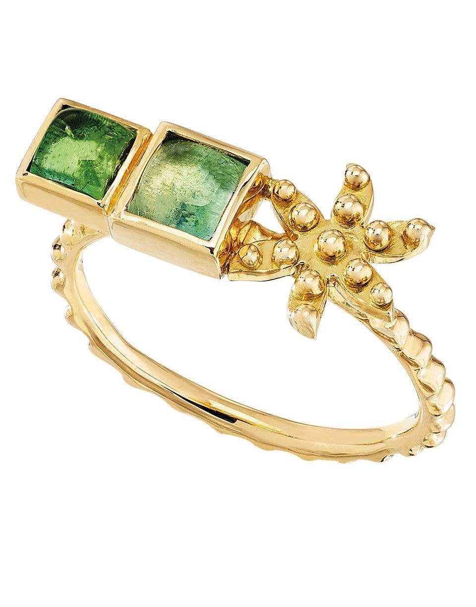 GAYA-Duo Green Flower Ring-YELLOW GOLD