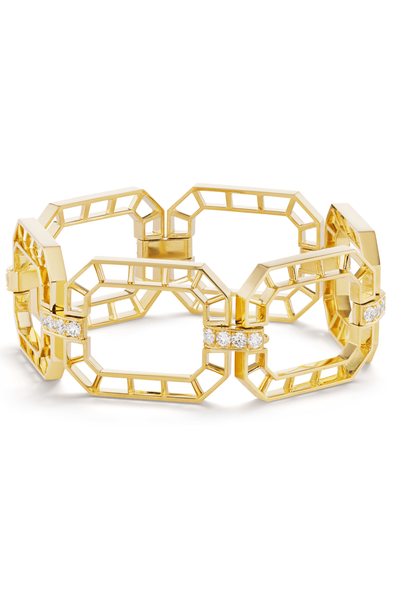 GEMELLA JEWELS-Diamond Skeleton Bracelet-YELLOW GOLD