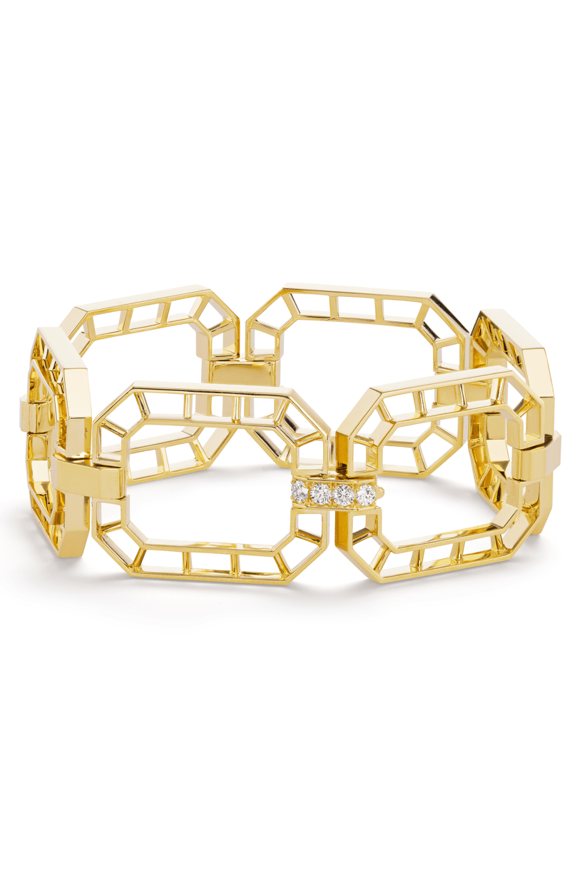 GEMELLA JEWELS-Diamond Skeleton Bracelet-YELLOW GOLD