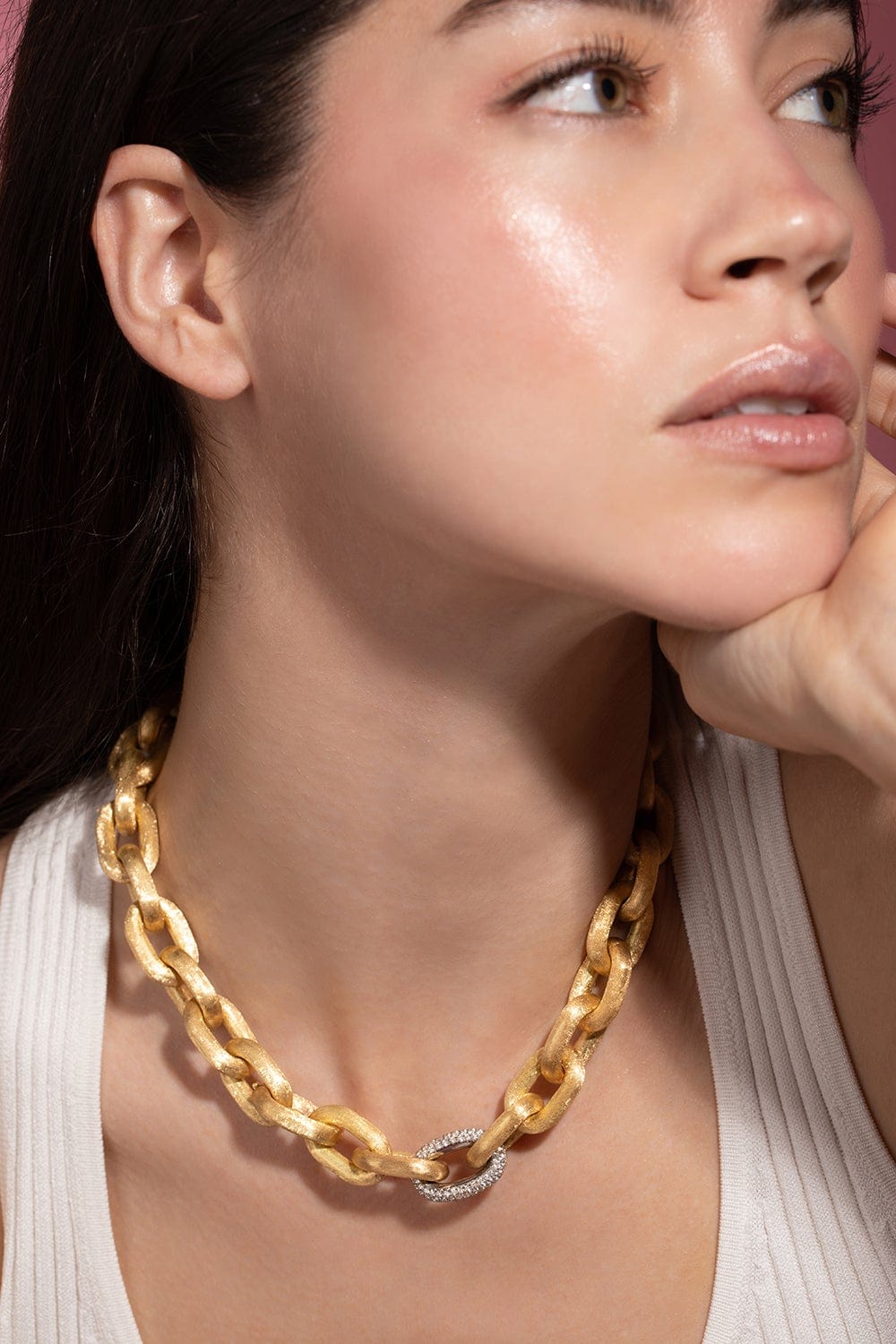 GEMELLA JEWELS-Satin Anchor Chain Diamond Bracelet-YELLOW GOLD