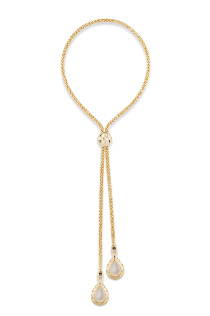 GEMELLA JEWELS-Moonstone Stella Necklace Drops-YELLOW GOLD